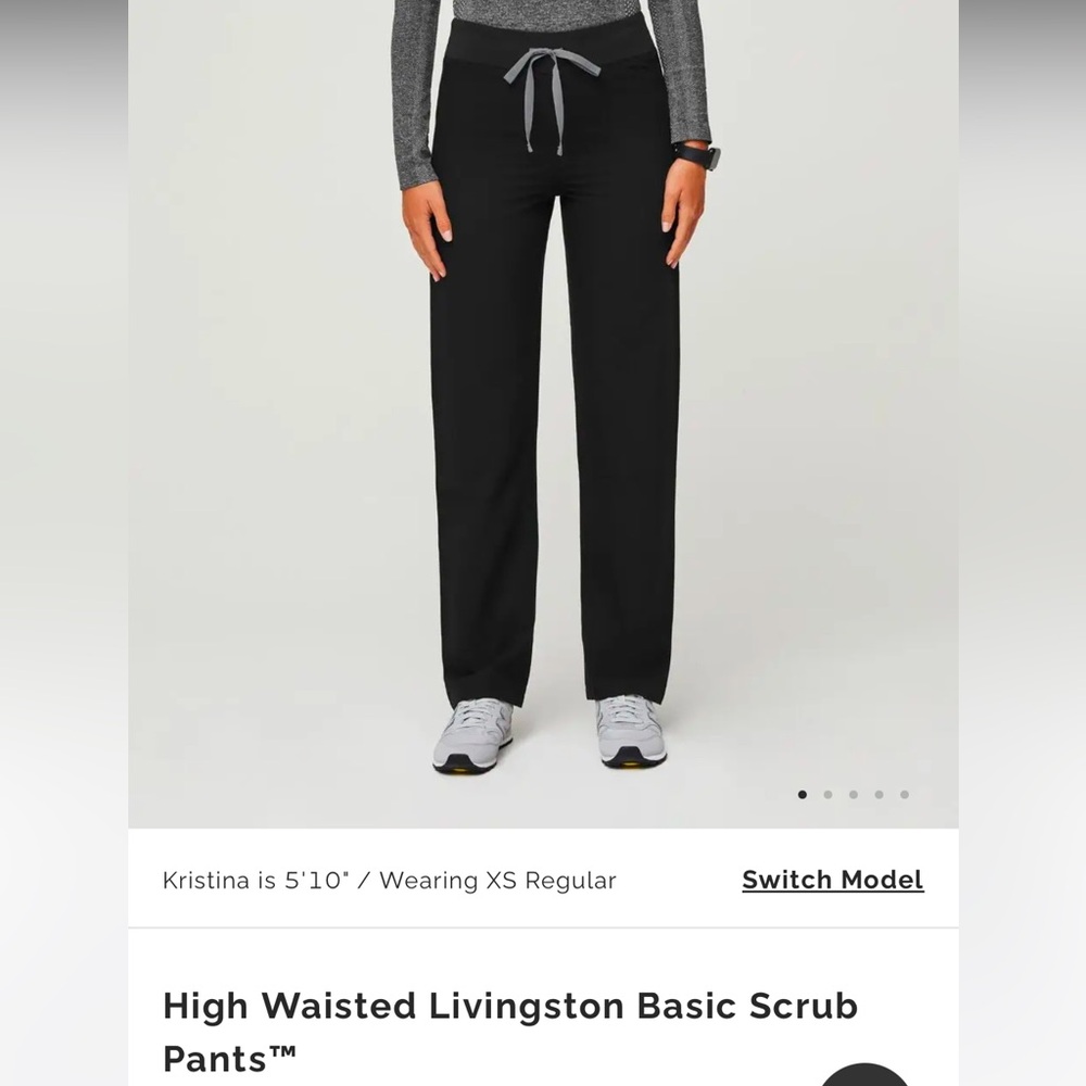 Figs black high waisted Livingston basic scrub pants XS
